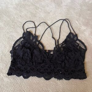 Free People Black Lace Adella Bralette